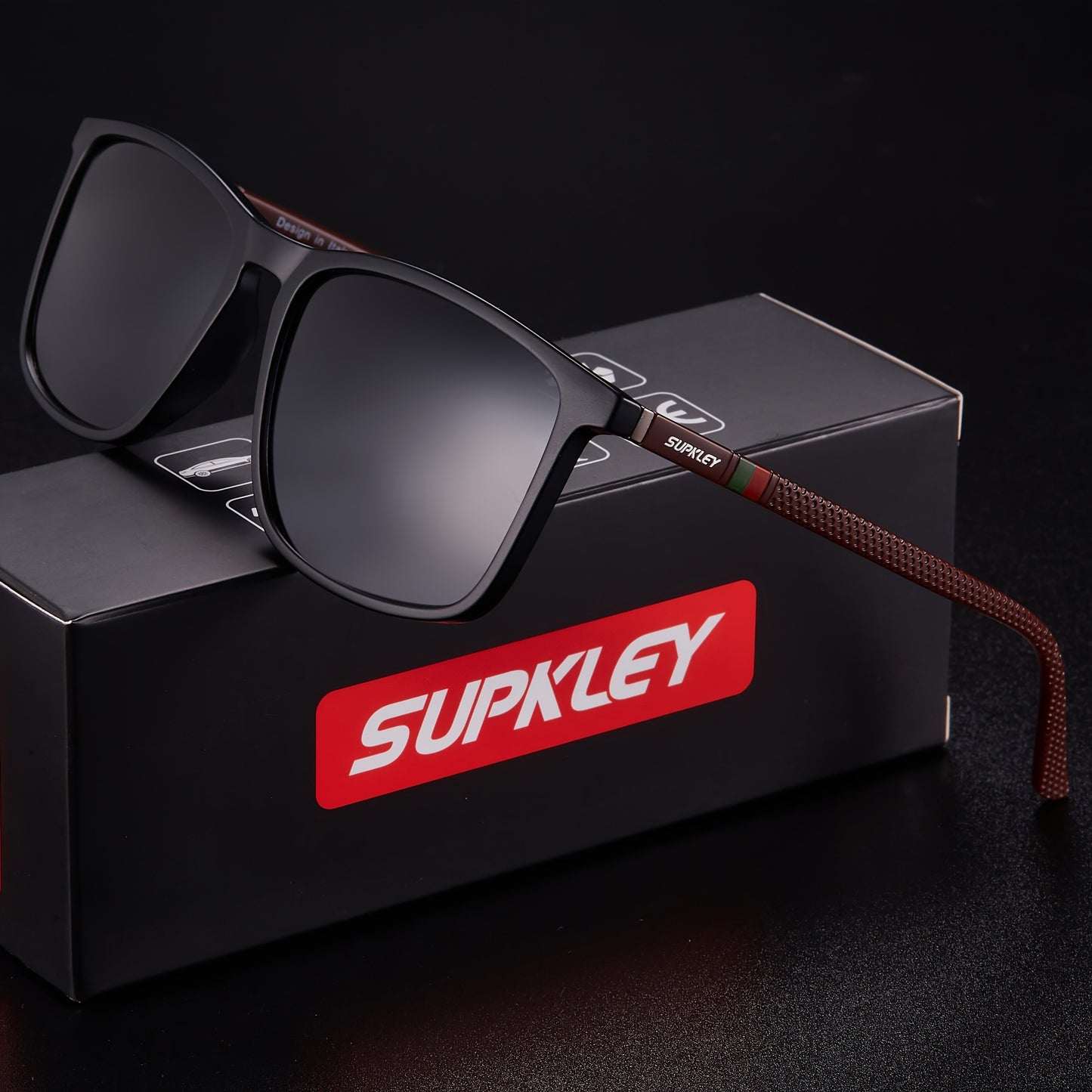 Óculos quadrado da marca SUPKLEY Unissex - leves, polarizados, proteção de alta qualidade, lentes TAC, armação de PC, pano antiembaçante incluído, estilo casual, escalada, pesca, lazer diário.