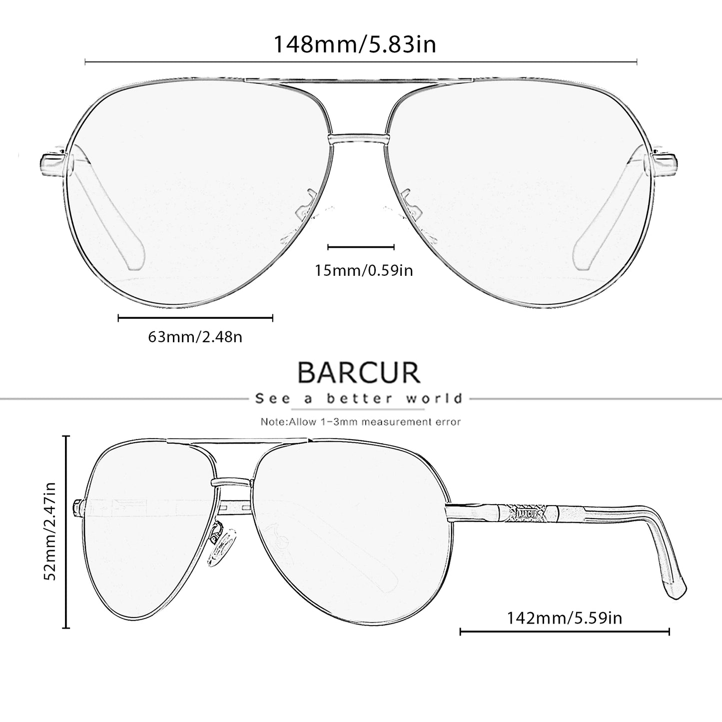 Óculos de sol unissex estilo moderno BARCUR, polarizados, proteção UV400, óculos para dirigir