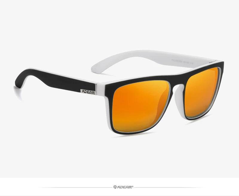 Óculos de sol KDEAM, óculos polarizado, design clássico, espelhados e com caixa de marca CE
