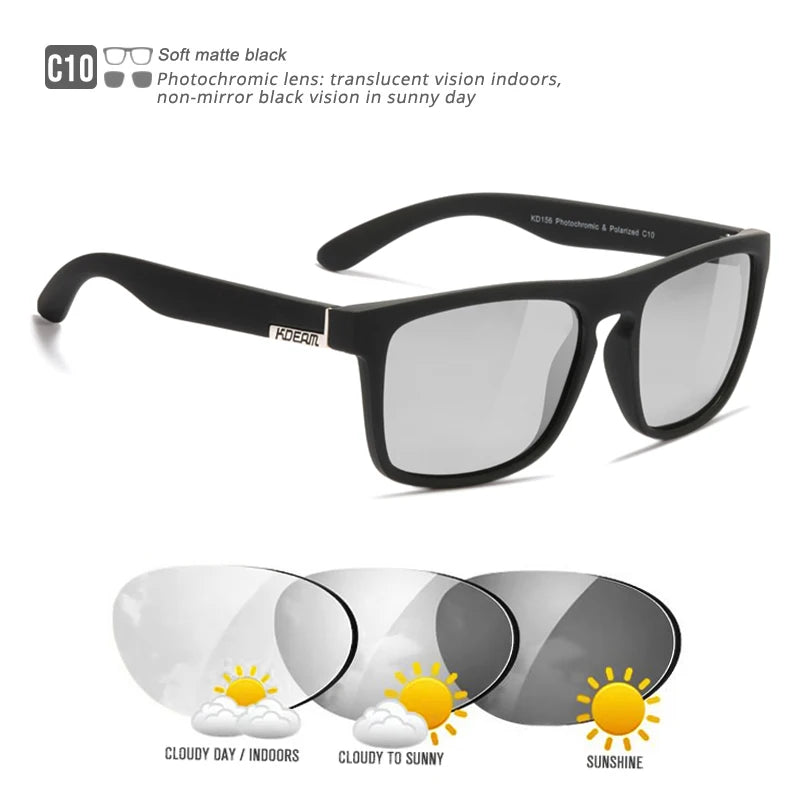 Óculos de sol KDEAM, óculos polarizado, design clássico, espelhados e com caixa de marca CE