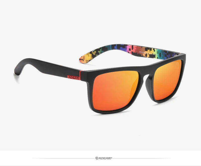 Óculos de sol KDEAM, óculos polarizado, design clássico, espelhados e com caixa de marca CE