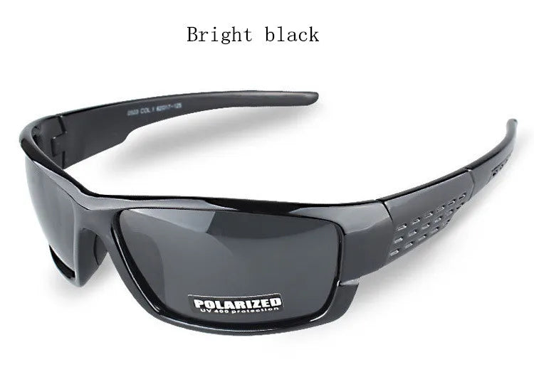 Óculos de sol esportivos de armação preta; Lentes polarizadas; Unissex; Designers de marcas; Óculos de sol para dirigir, pescar e prática de esportes; UV400.