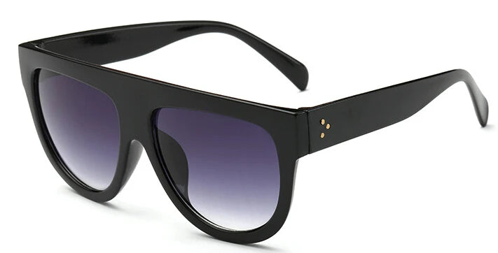 Óculos de sol leopardo preto, grandes, vintage, com armação plana, óculos de sol femininos, óculos com rebites, proteção UV400 para mulheres.