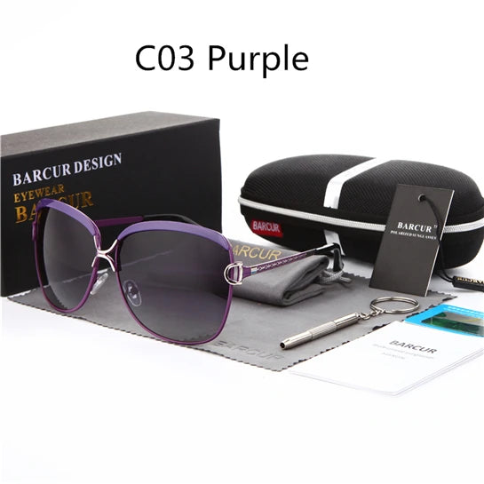 Óculos de sol femininos polarizados BARCUR, lentes degradê, redondos, quadrados, óculos Lunette De Soleil Femme.