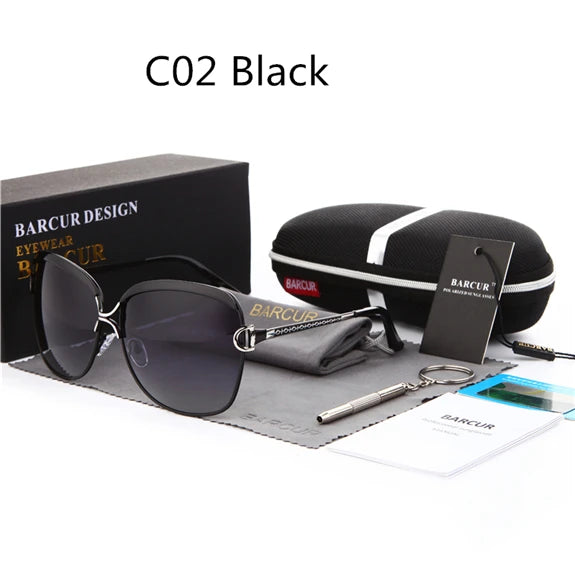 Óculos de sol femininos polarizados BARCUR, lentes degradê, redondos, quadrados, óculos Lunette De Soleil Femme.