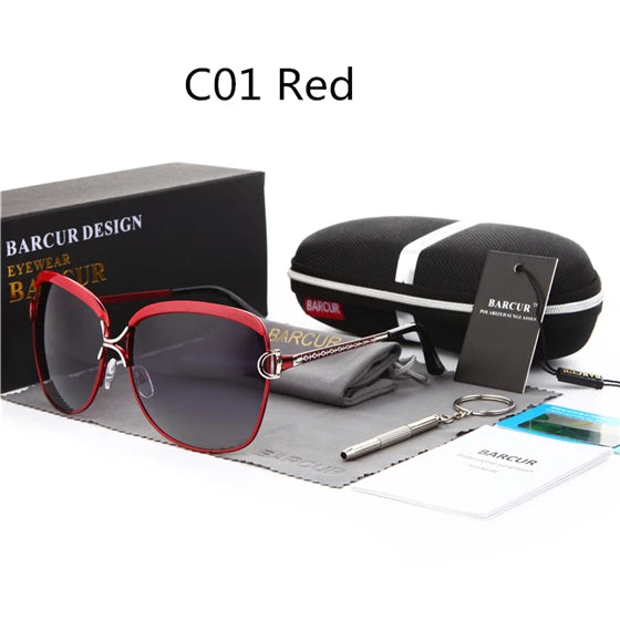 Óculos de sol femininos polarizados BARCUR, lentes degradê, redondos, quadrados, óculos Lunette De Soleil Femme.