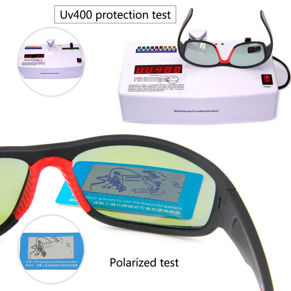 Óculos de sol polarizados para pesca, caminhada, ciclismo, pescador, proteção UV400, masculino, QUESHARK