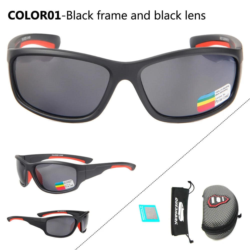 Óculos de sol polarizados para pesca, caminhada, ciclismo, pescador, proteção UV400, masculino, QUESHARK