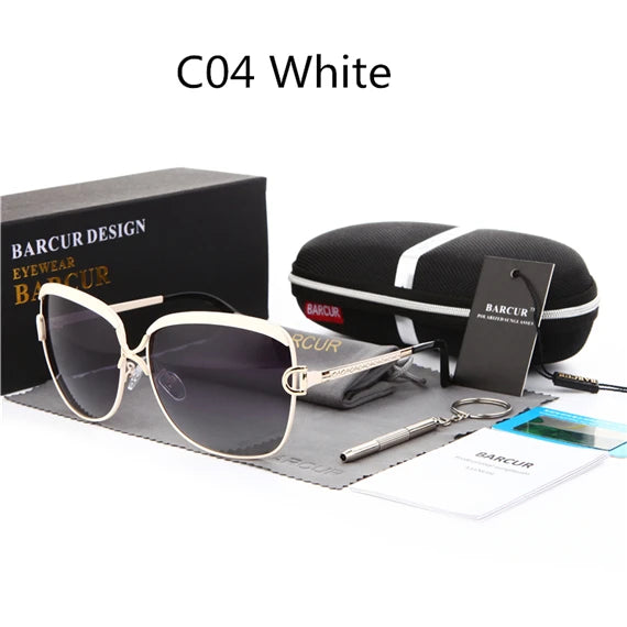 Óculos de sol femininos polarizados BARCUR, lentes degradê, redondos, quadrados, óculos Lunette De Soleil Femme.