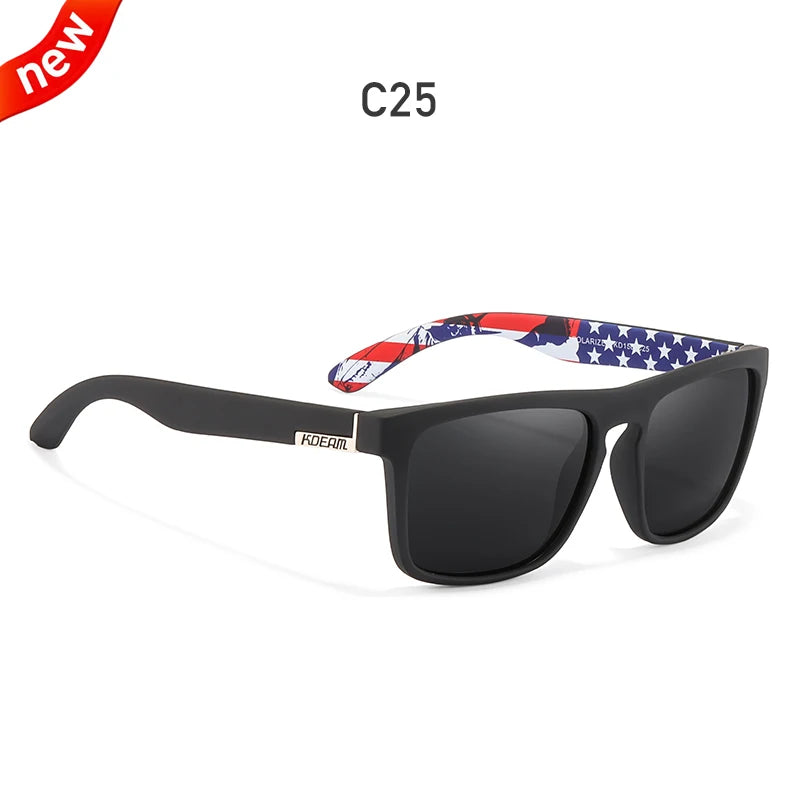 Óculos de sol KDEAM, óculos polarizado, design clássico, espelhados e com caixa de marca CE