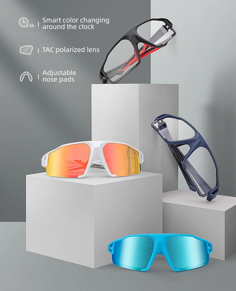 Óculos de ciclismo fotocrômicos ROCKBROS, Unissex para pedalar em estradas( Speed), Montain Bake ou no passeio com a proteção ao seus olhos.
