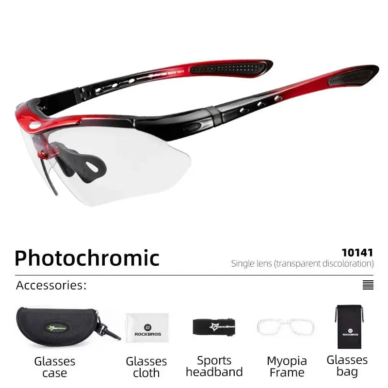 Óculos de ciclismo fotocrômicos ROCKBROS, Unissex para pedalar em estradas( Speed), Montain Bake ou no passeio com a proteção ao seus olhos.