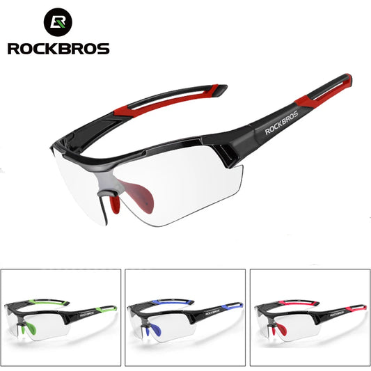 Óculos de ciclismo fotocrômicos ROCKBROS; Excelente para esportes ao ar livre, A armação do óculos não perde a coloração, óculos de ciclismo para estrada e velódromo.
