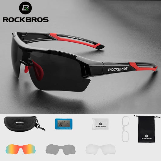 Óculos de ciclismo polarizados Rockbros, Óculos de sol esportivos para Estrada, MTB, Mountain bike, Proteção para andar de bicicleta, Óculos com cinco lentes.