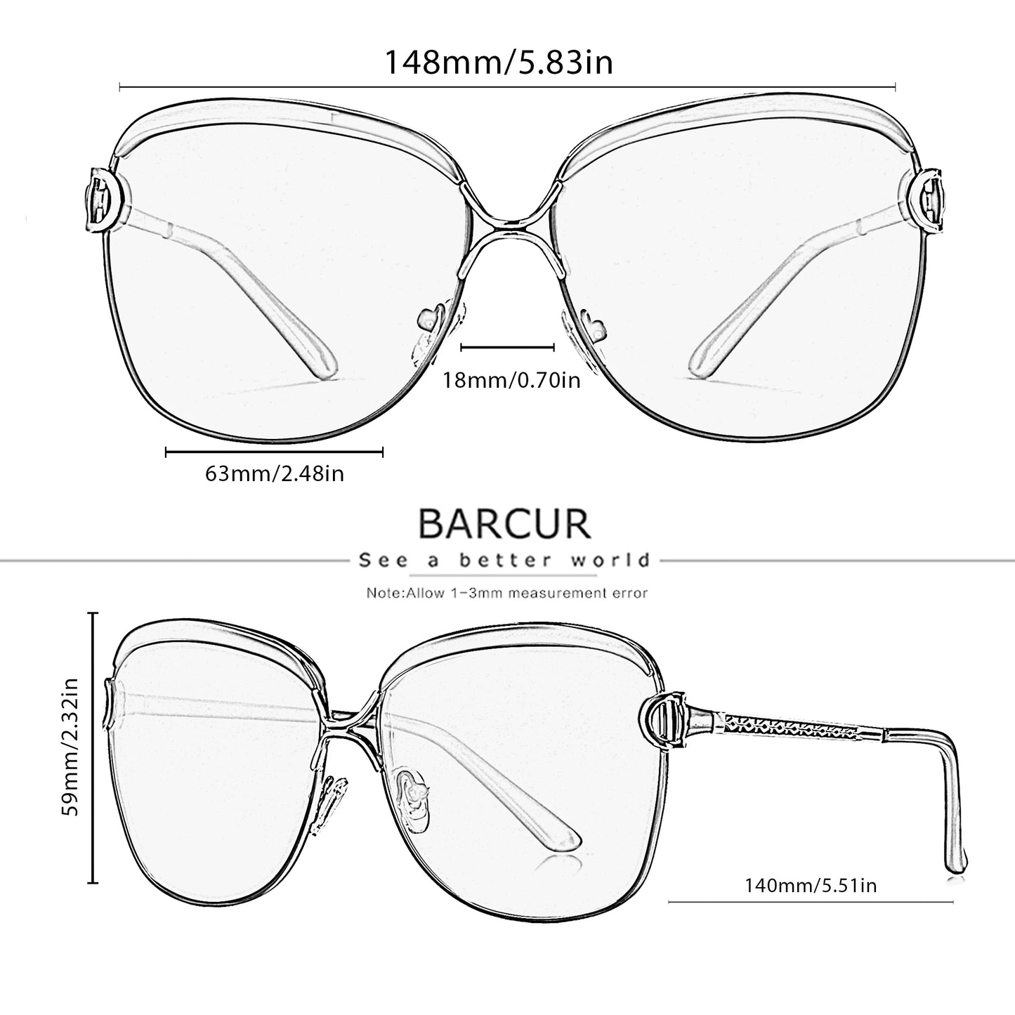 Óculos de sol femininos polarizados BARCUR, lentes degradê, redondos, quadrados, óculos Lunette De Soleil Femme.