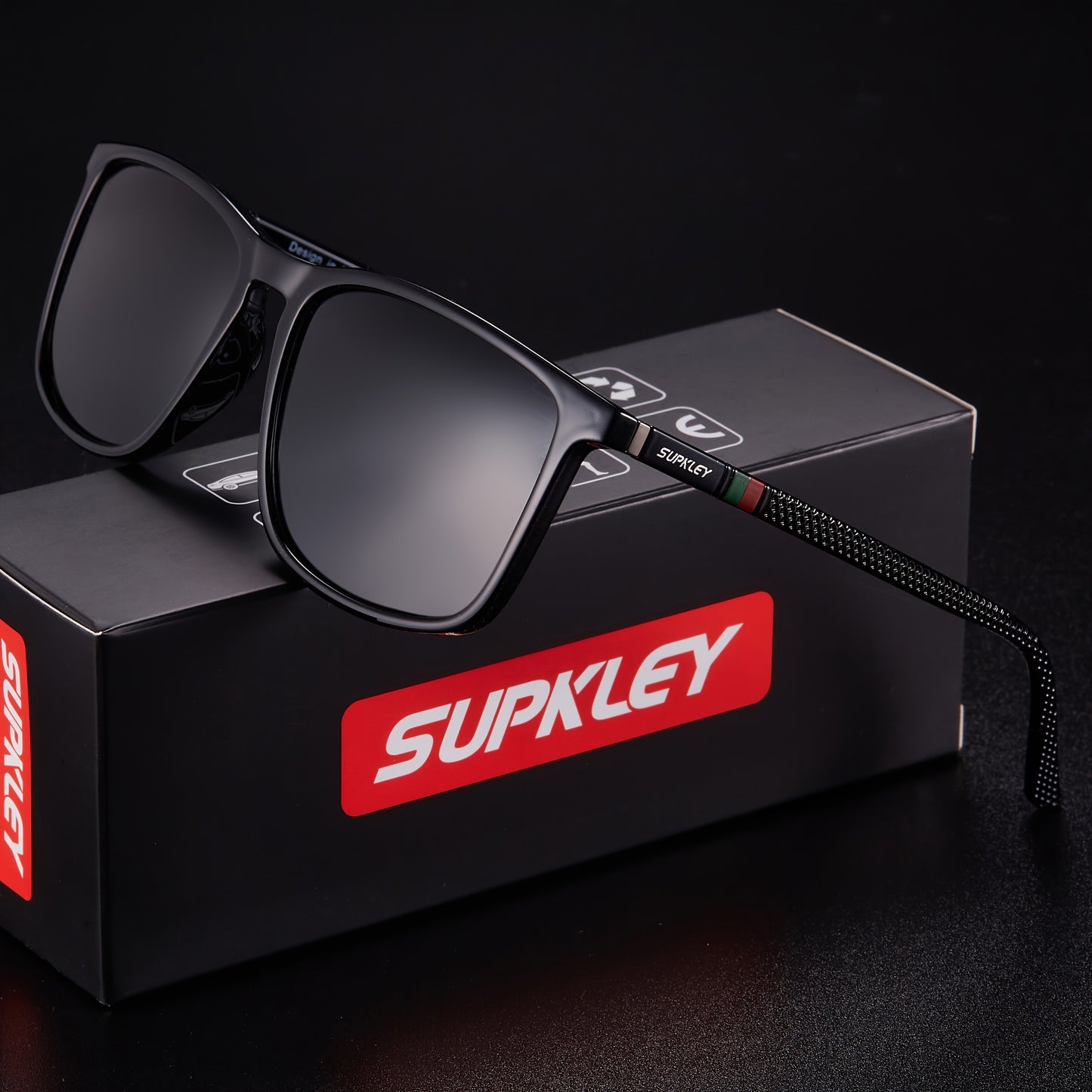 Óculos quadrado da marca SUPKLEY Unissex - leves, polarizados, proteção de alta qualidade, lentes TAC, armação de PC, pano antiembaçante incluído, estilo casual, escalada, pesca, lazer diário.