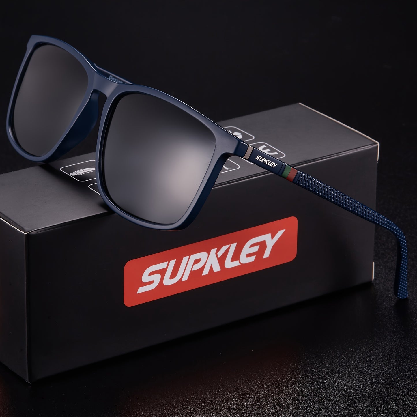Óculos quadrado da marca SUPKLEY Unissex - leves, polarizados, proteção de alta qualidade, lentes TAC, armação de PC, pano antiembaçante incluído, estilo casual, escalada, pesca, lazer diário.