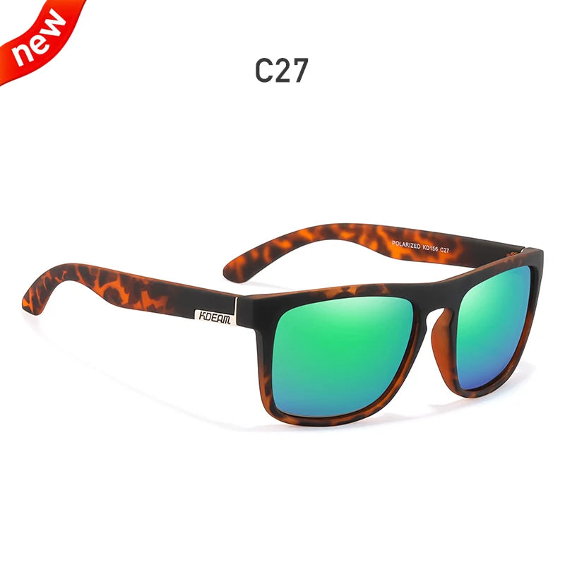 Óculos de sol KDEAM, óculos polarizado, design clássico, espelhados e com caixa de marca CE