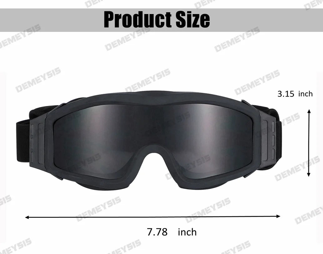 Óculos táticos de airsoft, óculos de tiro para uso em motocicleta, à prova de vento, paintball, cs, wargame, caminhada, 3 lentes, preto, bege, verde
