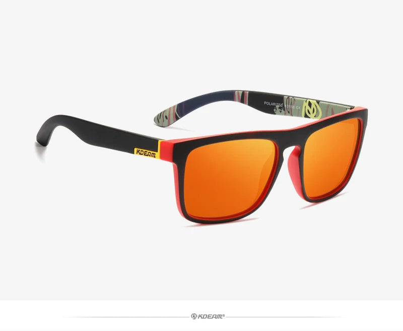Óculos de sol KDEAM, óculos polarizado, design clássico, espelhados e com caixa de marca CE