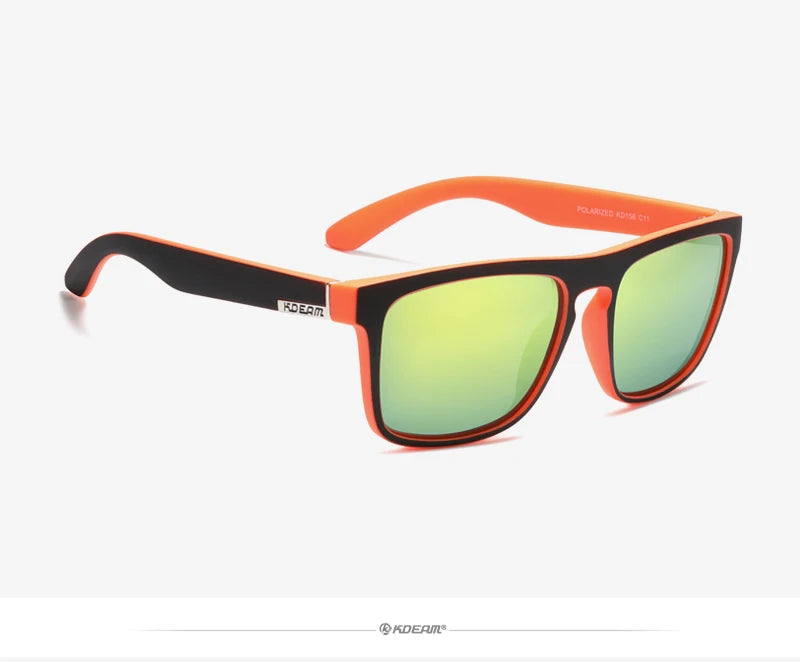 Óculos de sol KDEAM, óculos polarizado, design clássico, espelhados e com caixa de marca CE