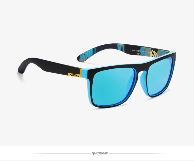 Óculos de sol KDEAM, óculos polarizado, design clássico, espelhados e com caixa de marca CE