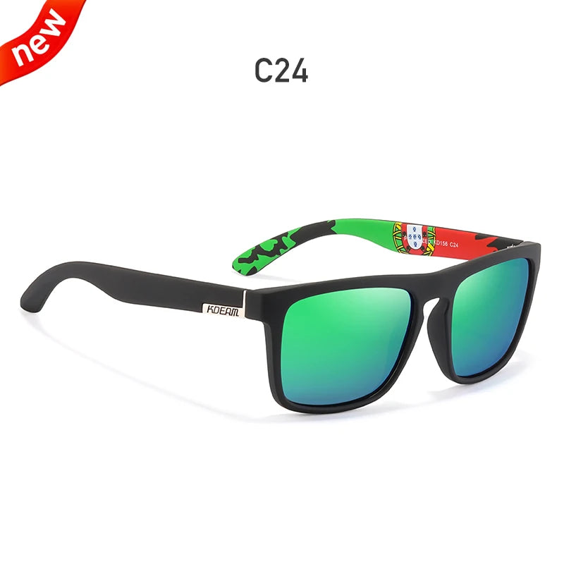 Óculos de sol KDEAM, óculos polarizado, design clássico, espelhados e com caixa de marca CE