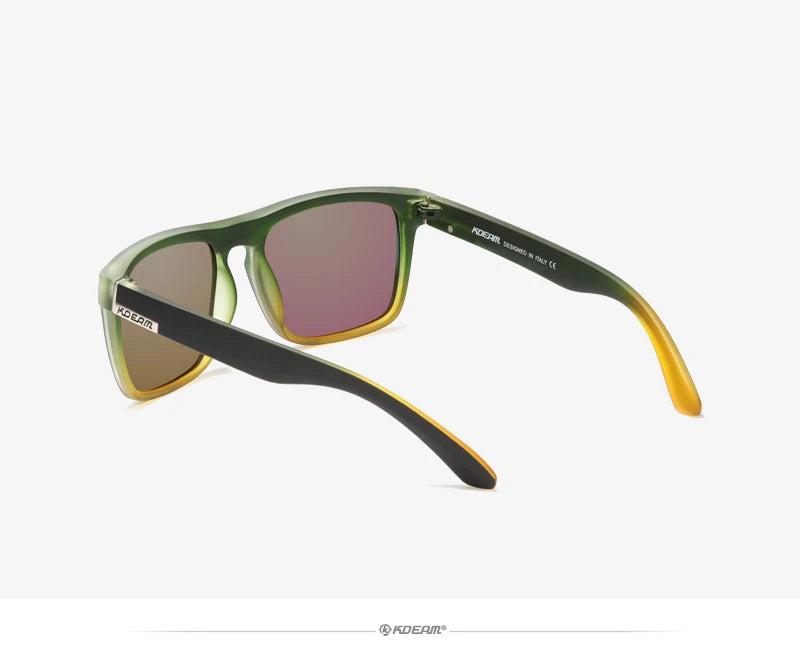 Óculos de sol KDEAM, óculos polarizado, design clássico, espelhados e com caixa de marca CE