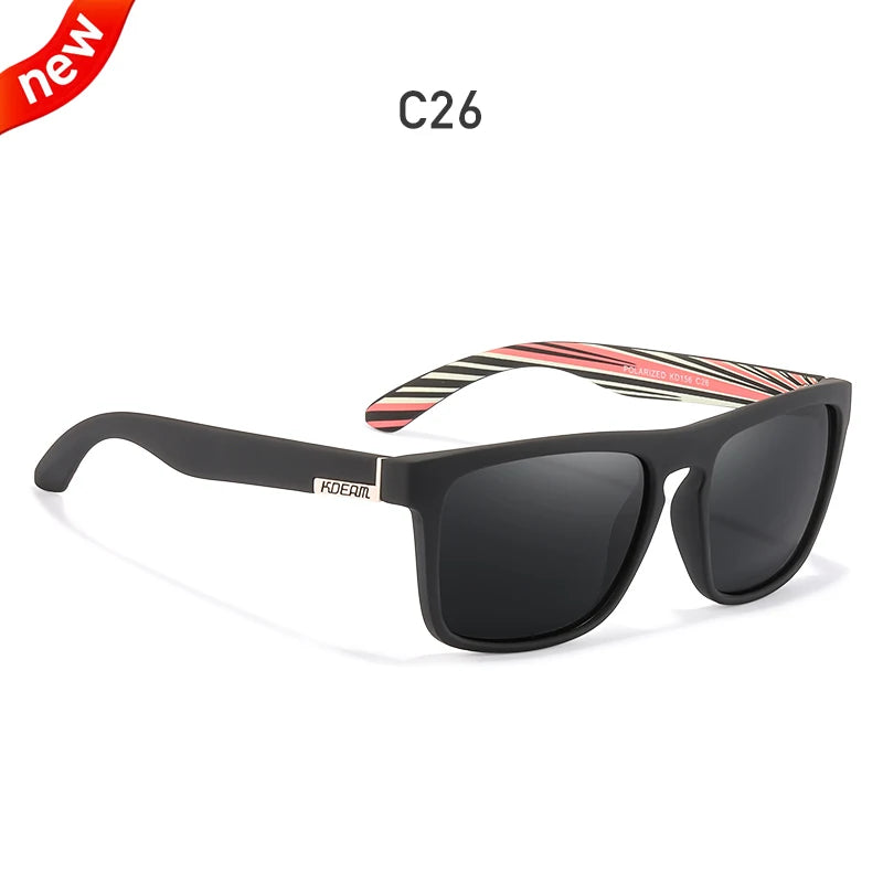 Óculos de sol KDEAM, óculos polarizado, design clássico, espelhados e com caixa de marca CE
