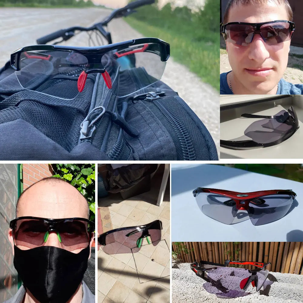 Óculos de ciclismo fotocrômicos ROCKBROS; Excelente para esportes ao ar livre, A armação do óculos não perde a coloração, óculos de ciclismo para estrada e velódromo.