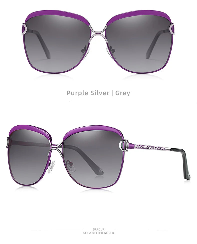 Óculos de sol femininos polarizados BARCUR, lentes degradê, redondos, quadrados, óculos Lunette De Soleil Femme.