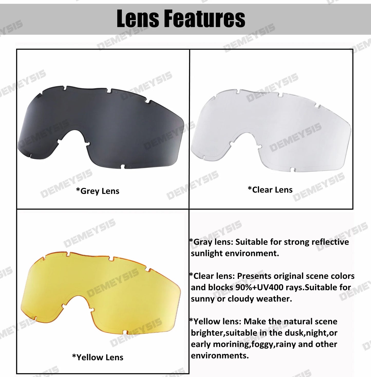Óculos táticos de airsoft, óculos de tiro para uso em motocicleta, à prova de vento, paintball, cs, wargame, caminhada, 3 lentes, preto, bege, verde