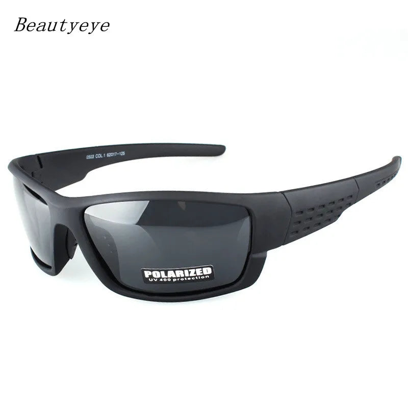 Óculos de sol esportivos de armação preta; Lentes polarizadas; Unissex; Designers de marcas; Óculos de sol para dirigir, pescar e prática de esportes; UV400.
