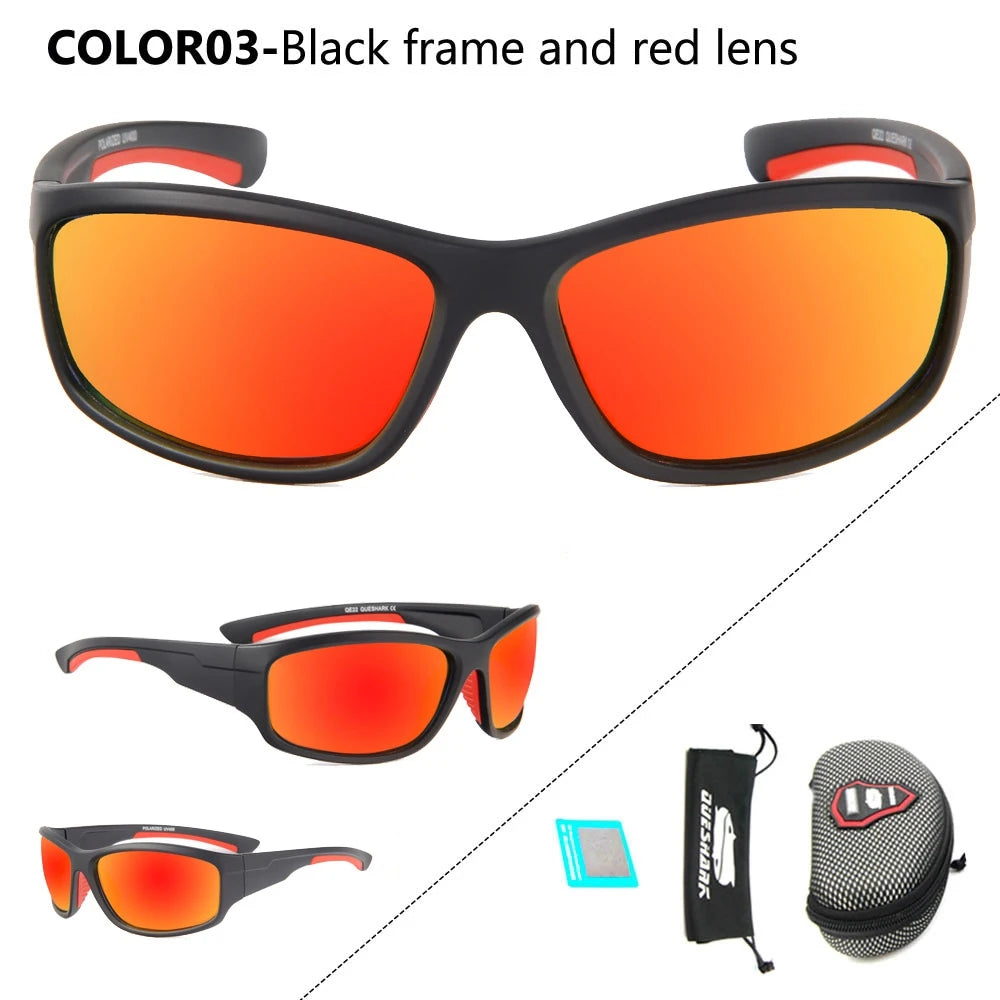 Óculos de sol polarizados para pesca, caminhada, ciclismo, pescador, proteção UV400, masculino, QUESHARK