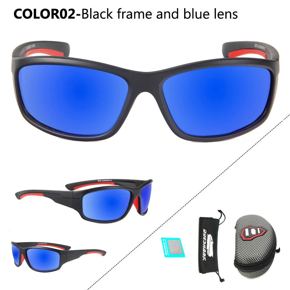 Óculos de sol polarizados para pesca, caminhada, ciclismo, pescador, proteção UV400, masculino, QUESHARK