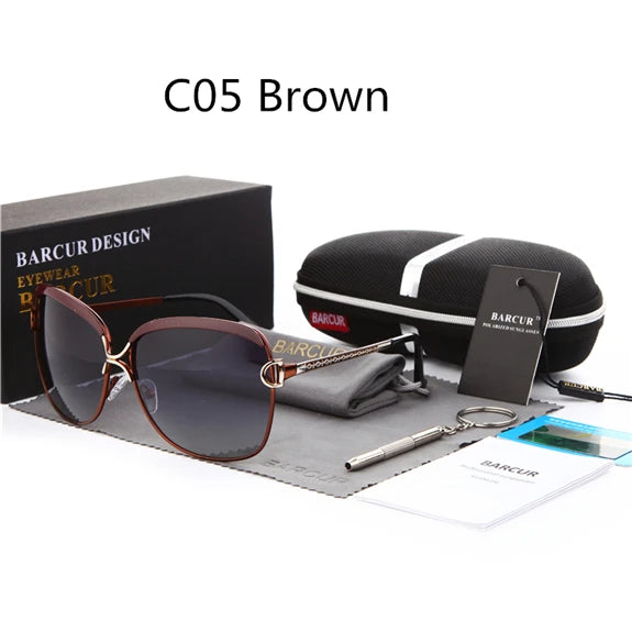 Óculos de sol femininos polarizados BARCUR, lentes degradê, redondos, quadrados, óculos Lunette De Soleil Femme.