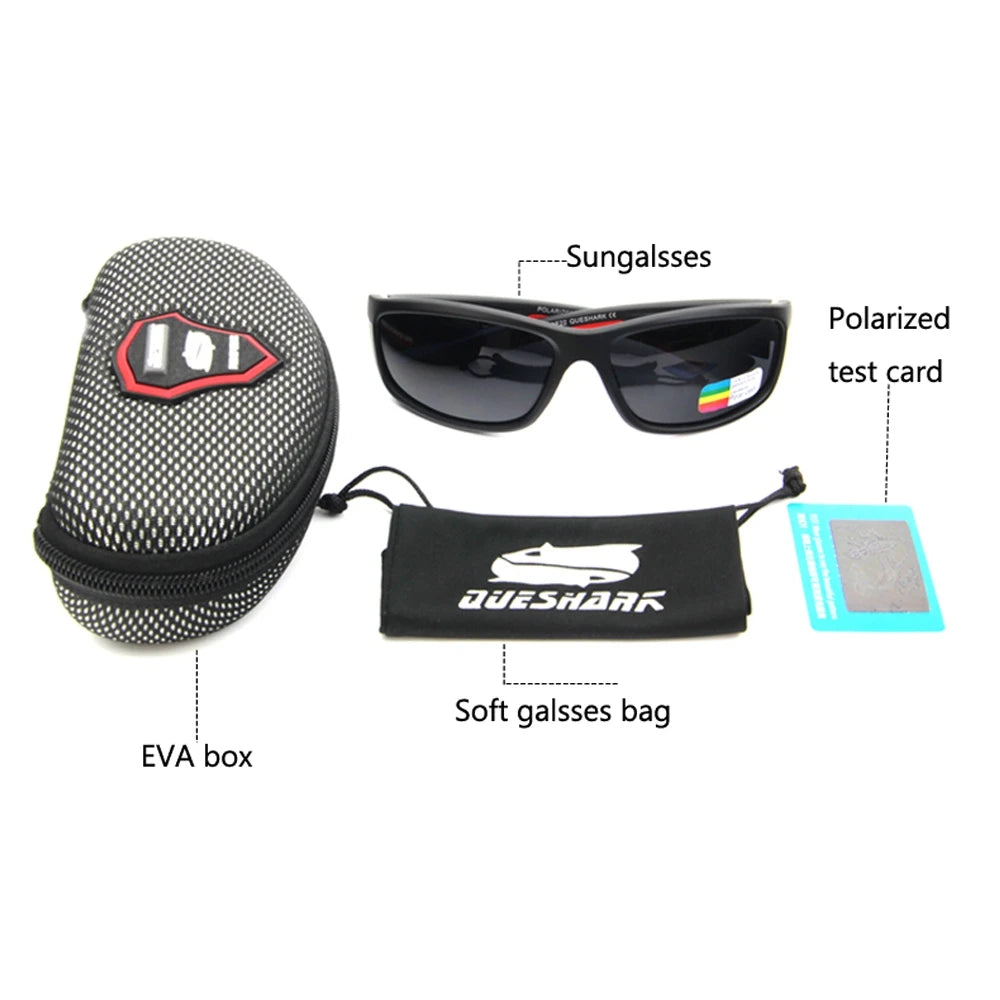 Óculos de sol polarizados para pesca, caminhada, ciclismo, pescador, proteção UV400, masculino, QUESHARK