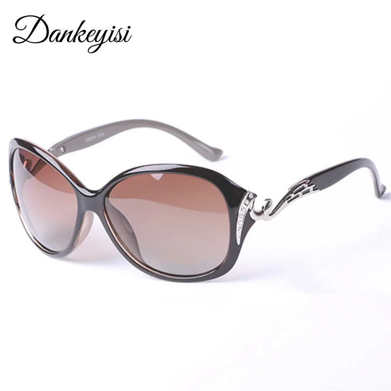 Óculos de sol feminino DANKEYISI, óculos com proteção UV400, polarizado da moda com strass.