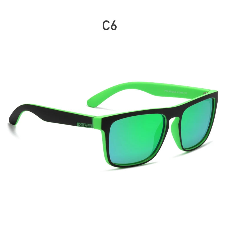 Óculos de sol KDEAM, óculos polarizado, design clássico, espelhados e com caixa de marca CE