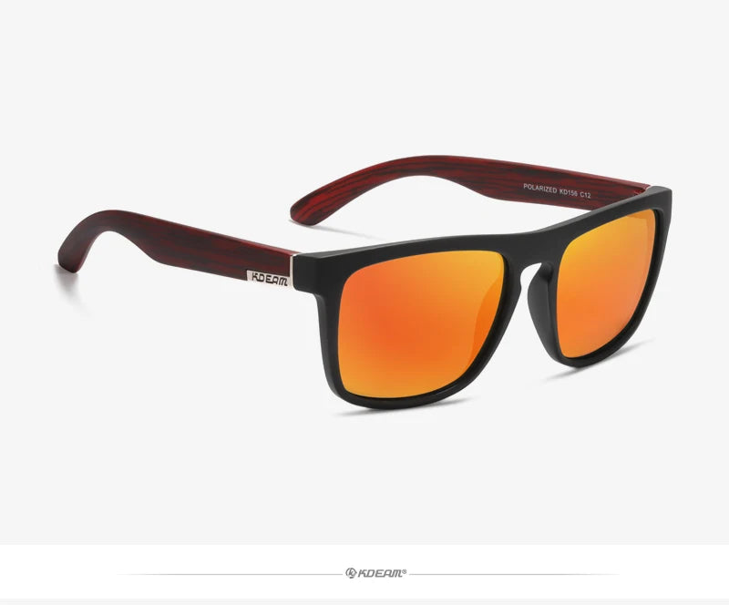 Óculos de sol KDEAM, óculos polarizado, design clássico, espelhados e com caixa de marca CE