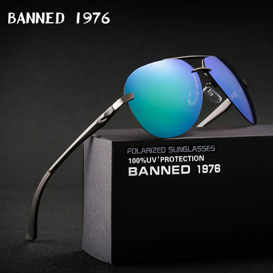 Óculos de sol Banned, Polarizados de alumínio e magnésio HD, Unissex, Óculos de sol vintage para dirigir, Com caixa original da marca