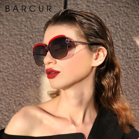 Óculos de sol femininos polarizados BARCUR, lentes degradê, redondos, quadrados, óculos Lunette De Soleil Femme.