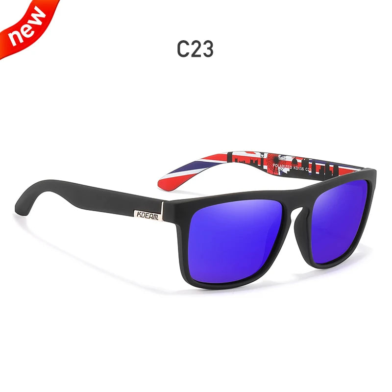 Óculos de sol KDEAM, óculos polarizado, design clássico, espelhados e com caixa de marca CE