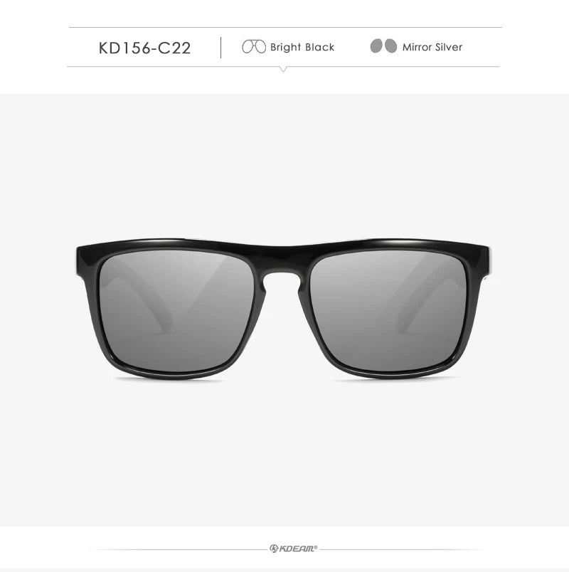 Óculos de sol KDEAM, óculos polarizado, design clássico, espelhados e com caixa de marca CE