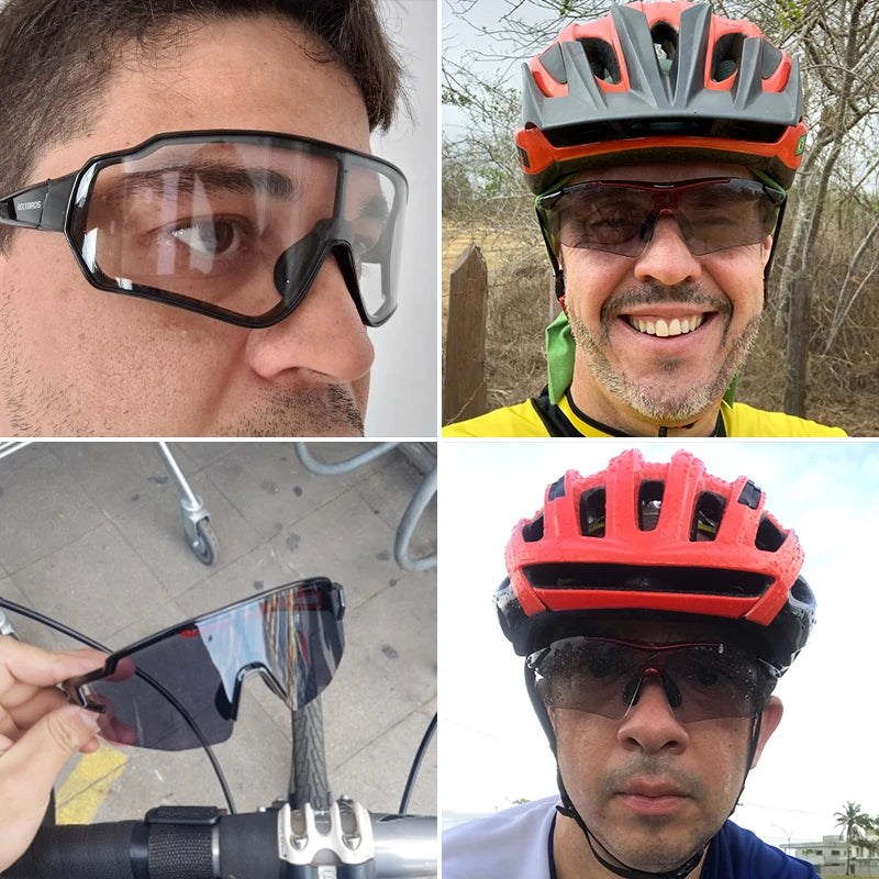 Óculos de ciclismo fotocrômicos ROCKBROS, Unissex para pedalar em estradas( Speed), Montain Bake ou no passeio com a proteção ao seus olhos.