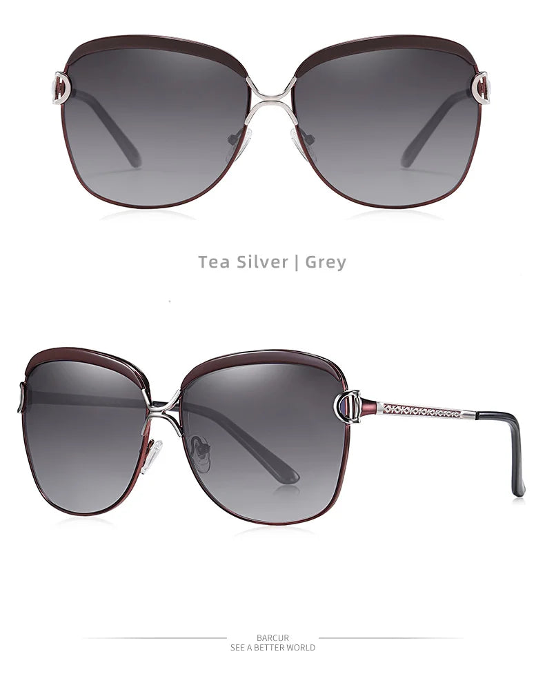 Óculos de sol femininos polarizados BARCUR, lentes degradê, redondos, quadrados, óculos Lunette De Soleil Femme.