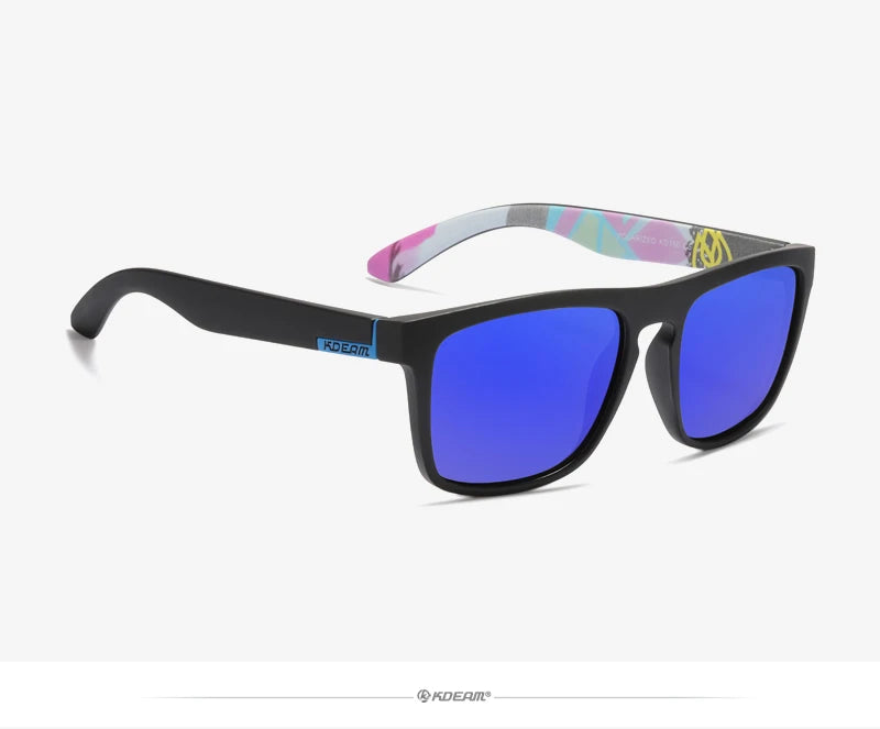 Óculos de sol KDEAM, óculos polarizado, design clássico, espelhados e com caixa de marca CE
