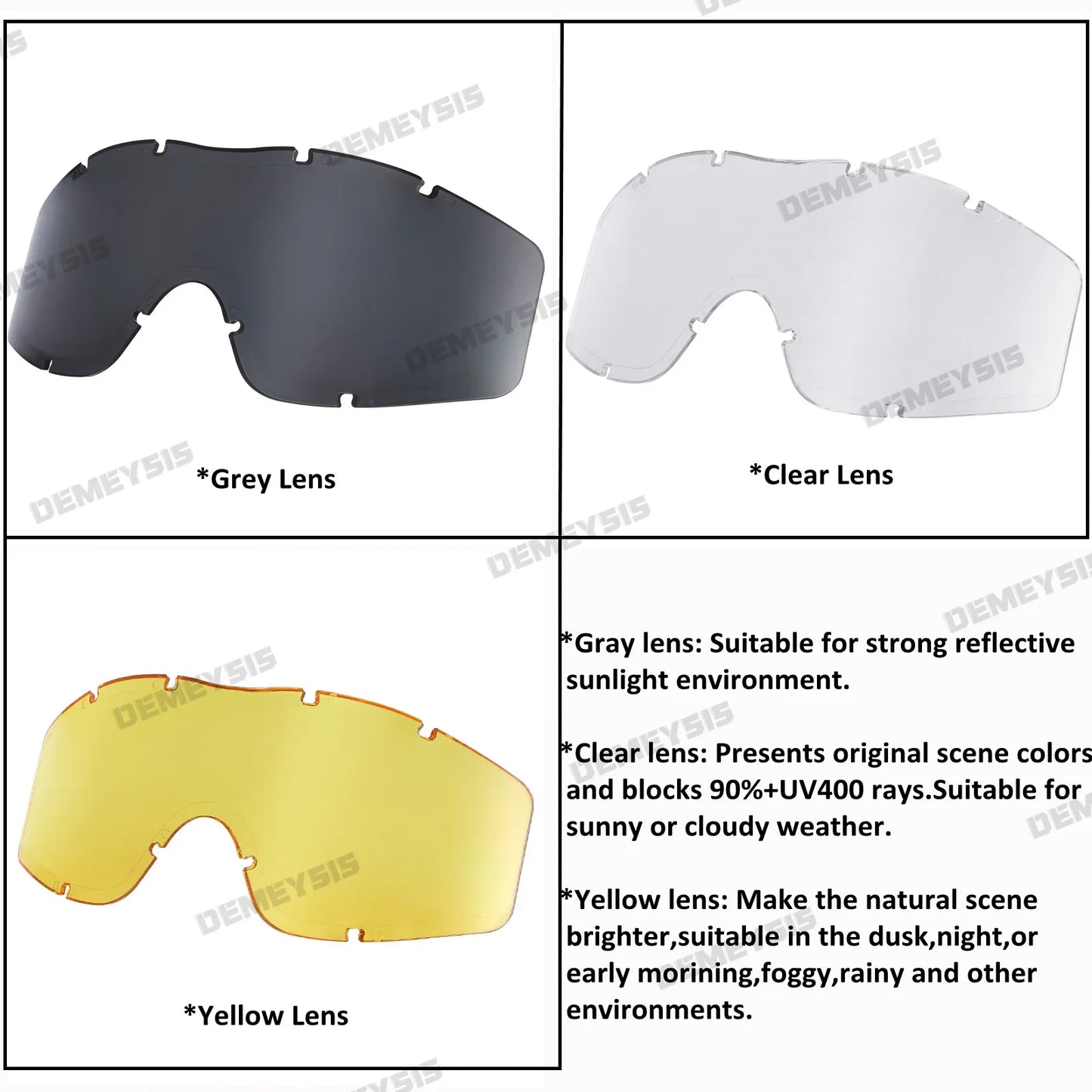 Óculos táticos de airsoft, óculos de tiro para uso em motocicleta, à prova de vento, paintball, cs, wargame, caminhada, 3 lentes, preto, bege, verde