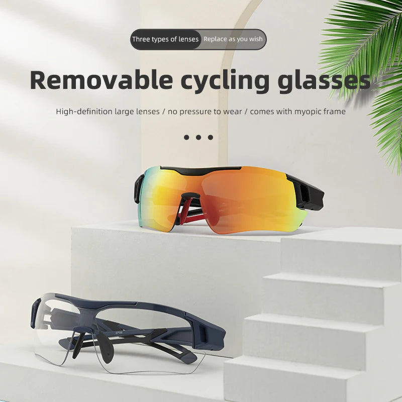 Óculos de ciclismo polarizados Rockbros, Óculos de sol esportivos para Estrada, MTB, Mountain bike, Proteção para andar de bicicleta, Óculos com cinco lentes.