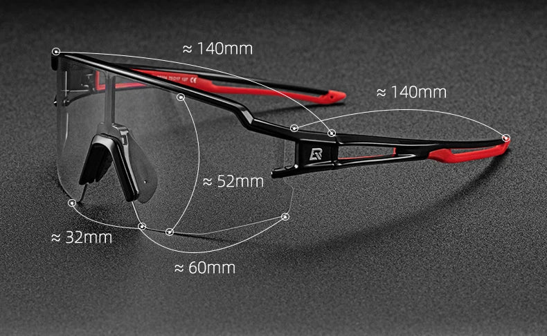 Óculos de ciclismo fotocrômicos ROCKBROS; Excelente para esportes ao ar livre, A armação do óculos não perde a coloração, óculos de ciclismo para estrada e velódromo.